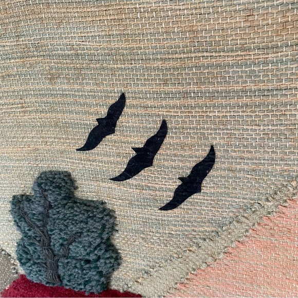 Vintage Handmade Rustic Boho Charming Village Scene Tapestry with Fringe - Picture 10 of 15